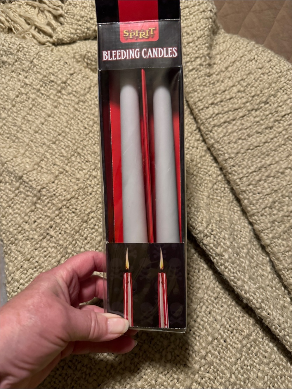 Spirit White Taper Bleeding Candles with Red Drip